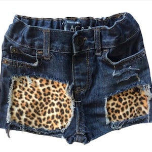 cheetah leopard  animal skinny jeans distressed ripped baby toddler girls denim