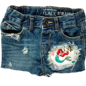 The little mermaid skinny jeans pants shorts birthday Ariel distressed ripped