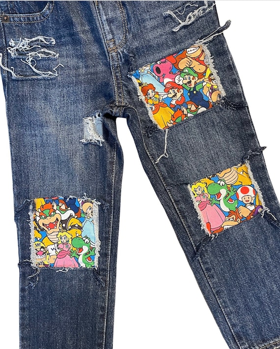 Super Mario Birthday Jeans//shorts Mario Brothers Boys Made Etsy