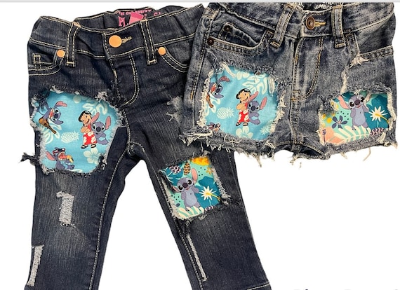 Short En Jean Denim Fille Paperwing - Taille 8 - Poches Appliquées Motif Moineau - Chic Vieilli