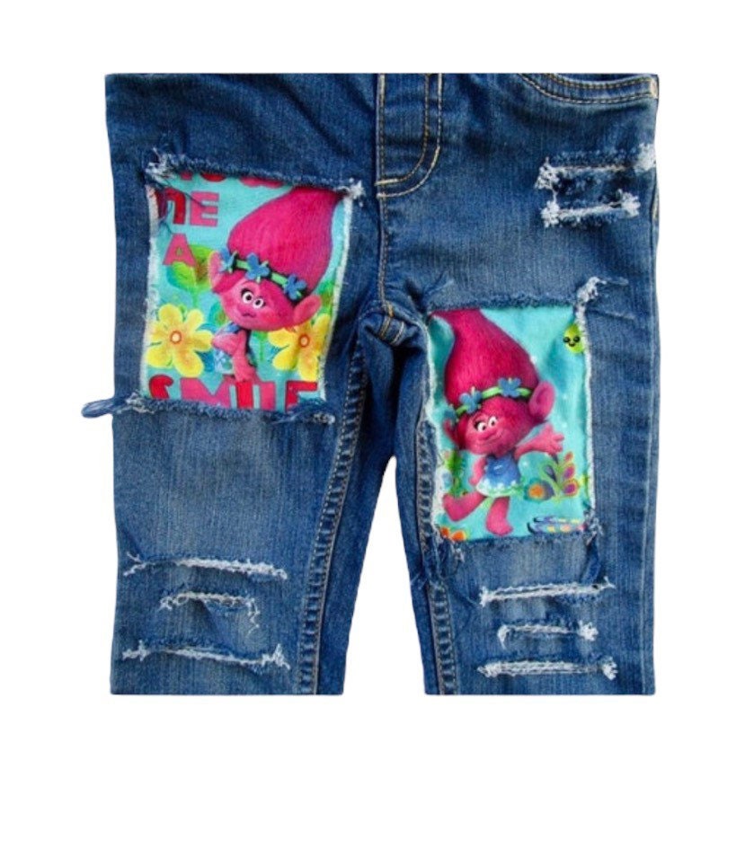 Trolls Poppy Jeans Shorts: Handmade Distressed Denim
