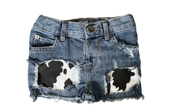 Cow Print Denim Shorts Cow Print Denim Shorts