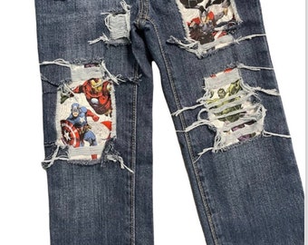 Avengers Distressed Jeans, Superhero Birthday Outfit