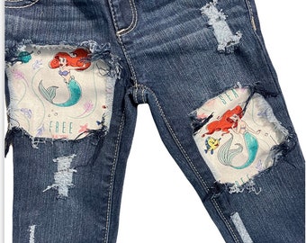 The little mermaid skinny jeans birthday Ariel distressed ripped