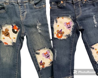 Mickey Mouse Minnie Distressed Jeans Mickey Mouse Birthday Halloween