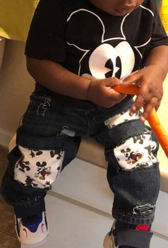 mickey mouse ripped jeans
