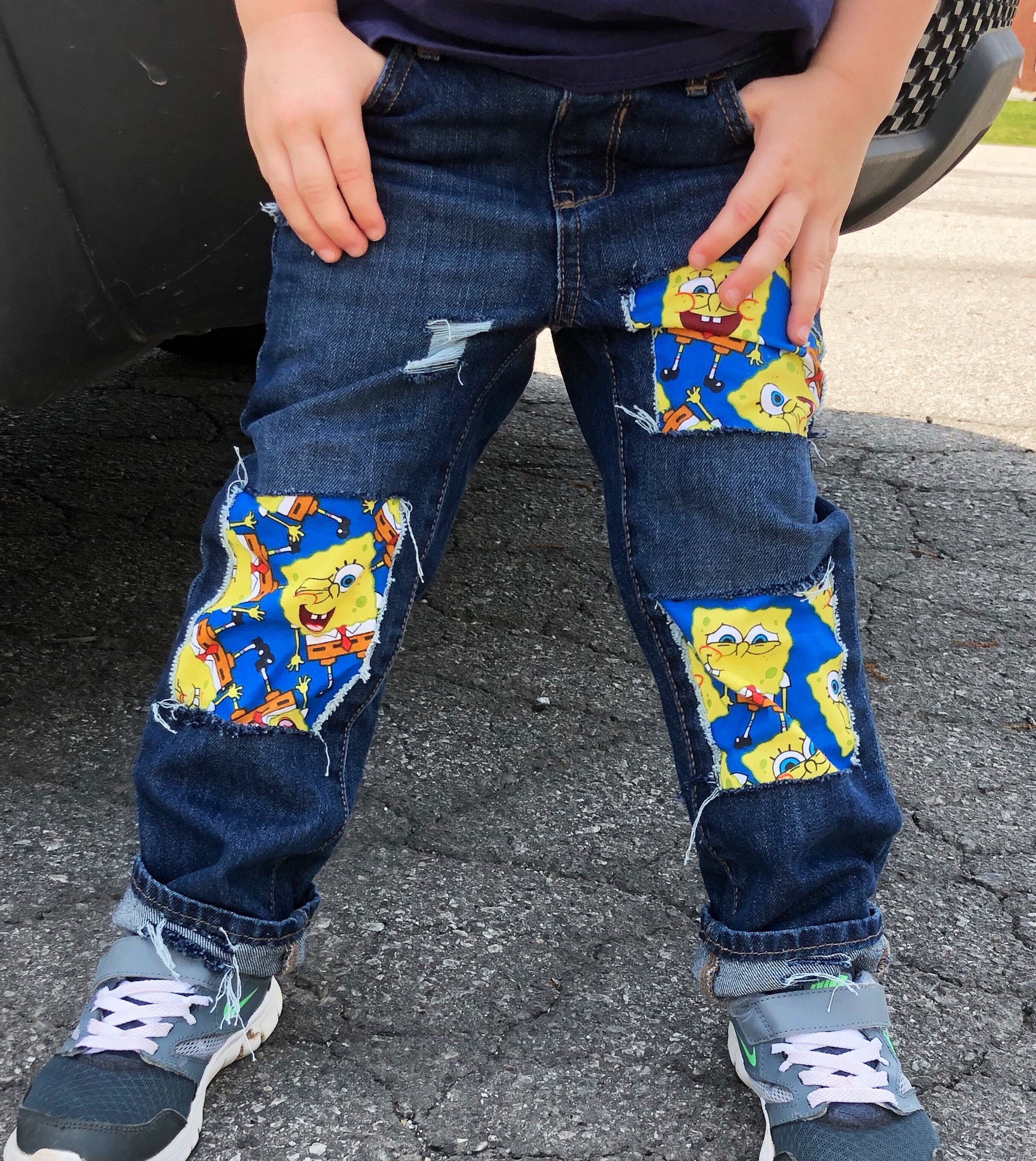 SpongeBob Squarepants birthday jeans fabric ripped distressed | Etsy