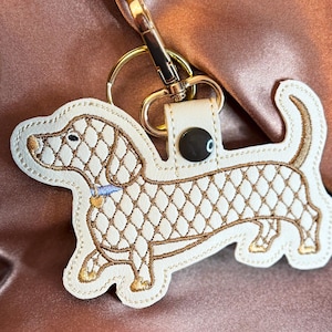 Dachshund Dog Bag Charm: Faux Leather Keychain, Luxury Gift