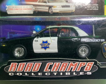 1999 FORD CROWN VICTORIA Diecast Police Cruiser...1/43 Scale, Made By Road Champs, San Francisco Police Department