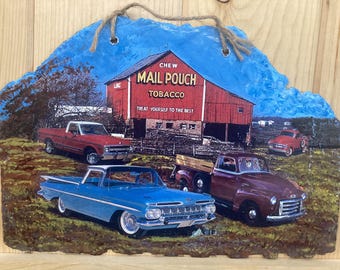 CHEVROLET & GMC TRUCKS Decoupage On Roofing Slate, Very Well Done