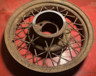 STEEL SPOKED WHEEL Possible Late 1920'S To Mid-1930'S. Application Unknown...Make Great Yard Or Man Cave Art!
