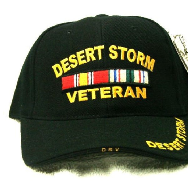 Casquette Militaire Desert Storm - Brodée Plume Noire - Réglable - Neuf Avec étiquettes