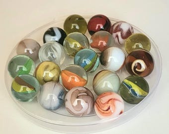 Vintage & Modern Marble Lot – Mixed Swirl Glass Marbles Collection – Colorful Assorted Marbles – Crafting, Collecting
