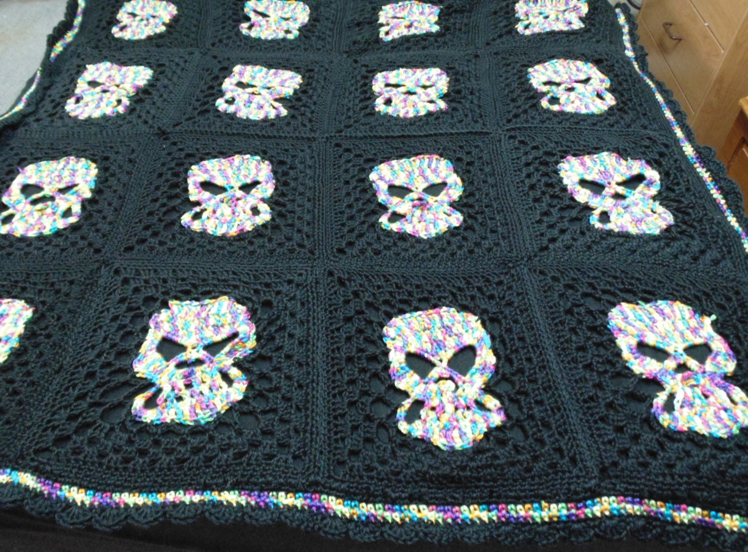Skull Blanket Afghan Etsy Canada