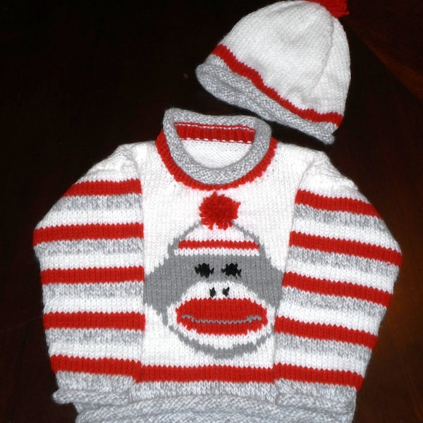 Sock Monkey Sweater & Sombrero Set