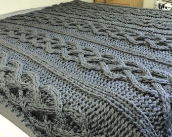 Mega chunky cable knit bed cover / blanket / throw / baby car seat blanket