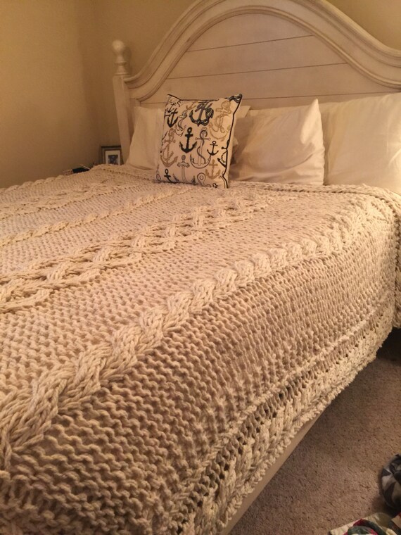 Cable & Rope Oversized Hand Knitted Mega Chunky Blanket / Etsy