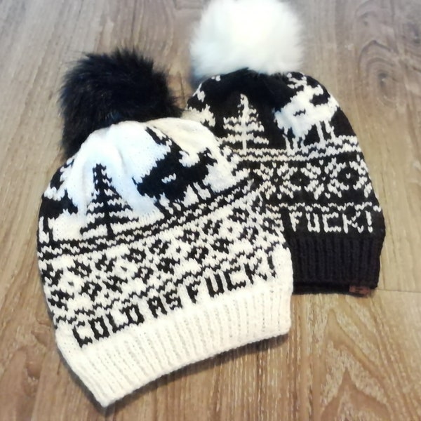 Fornicating Reindeer Cold As Fuck Hat With Pom-Pom