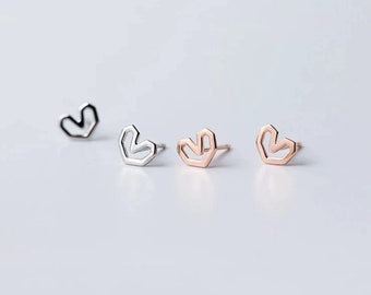 925 Dainty Heart Heart Stud Rose or Silver - Disc Stud - Round Stud - Mini Stud - Tiny Stud - Heart Stud sterling silver