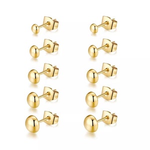 Gold Dainty Studs - Disc Stud - Round Stud - Gold Stud - Mini Stud - Tiny Stud 3mm 4mm 5mm 6mm 7mm