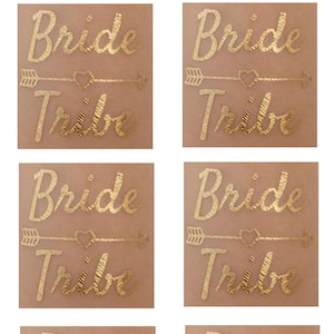 8 x Bride Tribe - Hens Party Favors, Metallic Gold Bride Tribe Tattoos, Bachelorette Party Waterproof Tattoos - Bride Tribe Tattoo