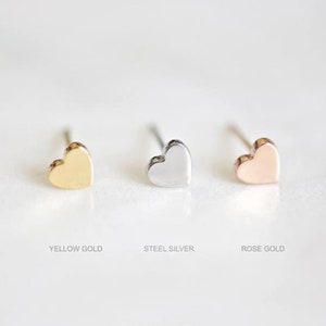 4mm Dainty Gold Heart Stud Earring - Dainty Stud - hypoallergenic sensitive stainless steel