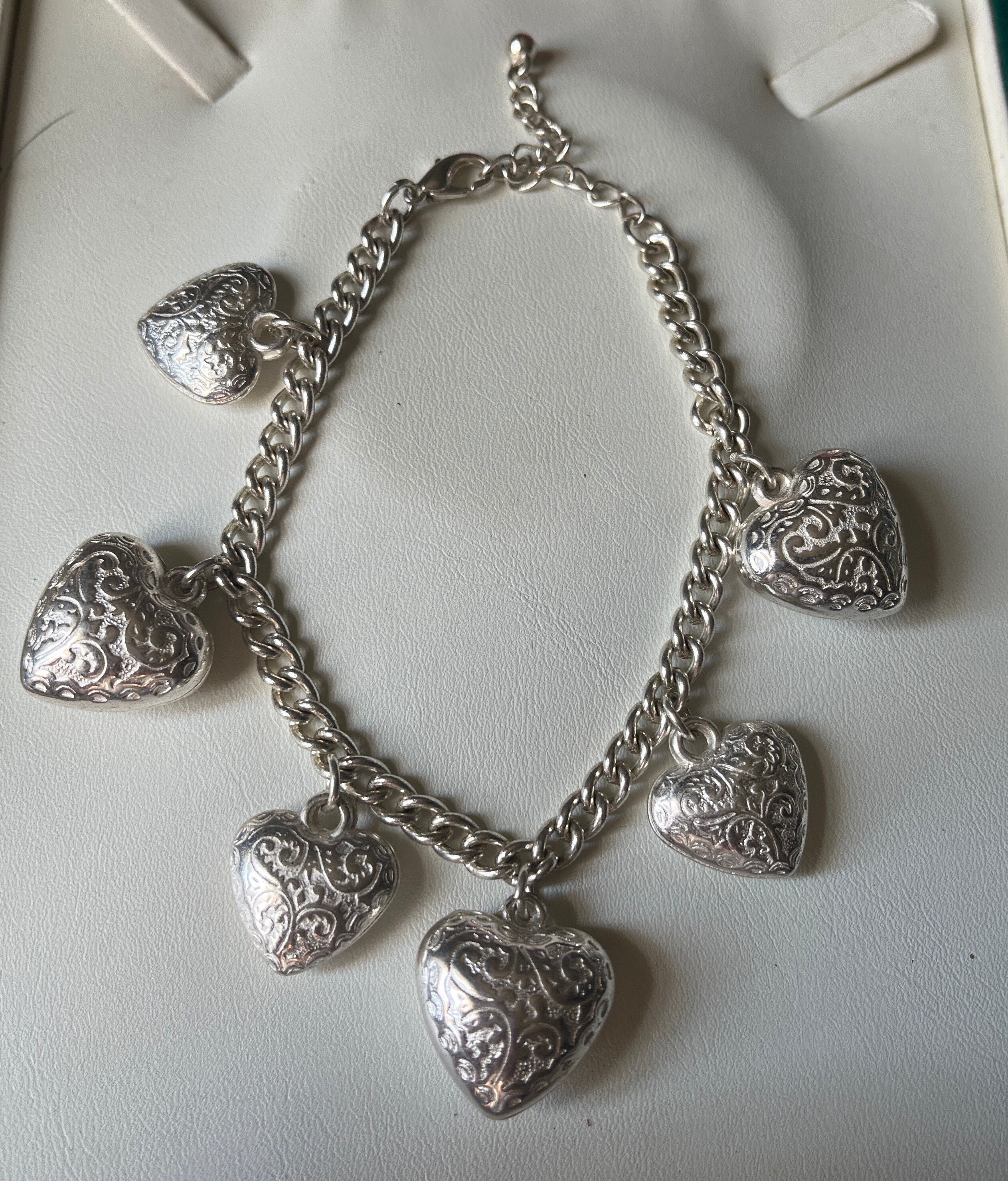 専門店では Vintage Silver Etsy - Bracelet Heart Puffy Tone アクセサリー