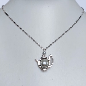 Czech pearl glass beads teapot pendant chain necklace