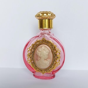 Czech handmade Cameo rose glass perfume or oil bottle