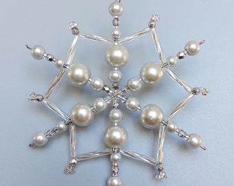 Czech glass beads and czech glass pearl Christmas star snowflake ornament decoration