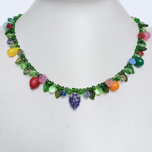Czech multicolor tropical fruit glass beads necklace