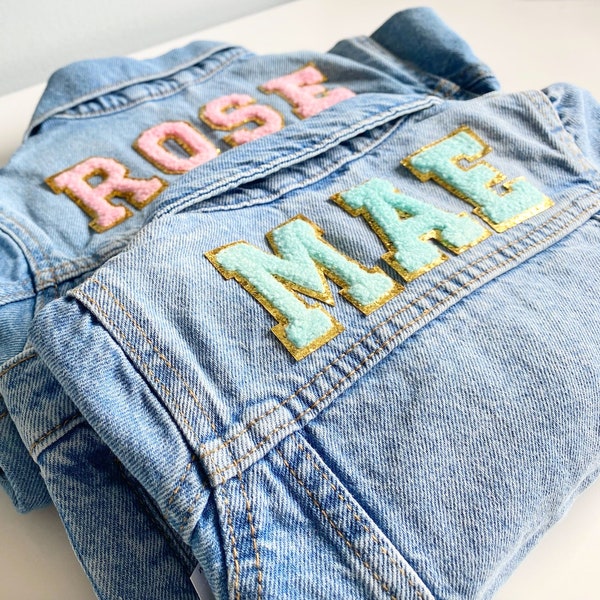 Personalized jean jacket, baby denim jacket, baby name jacket, toddler jean jacket with name, toddler name jacket, girls jean jacket