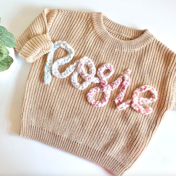 Custom embroidered baby sweater, toddler sweater, embroidered name sweater, custom birthday outfit, first birthday outfit, second birthday