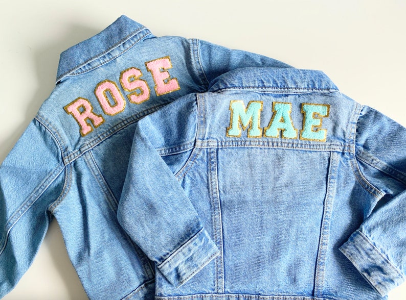 Personalized jean jacket, baby denim jacket, baby name jacket, toddler jean jacket with name, toddler name jacket, girls jean jacket image 7