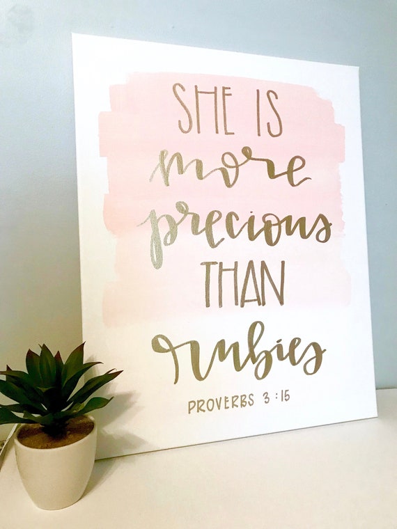 She is More Precious Than Rubies 16x20 Ombre Canvas Sign Etsy