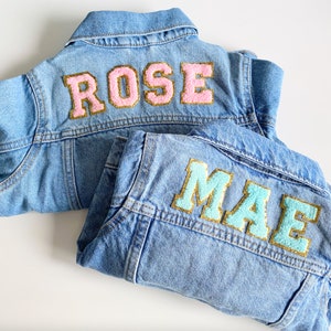 Personalized jean jacket, baby denim jacket, baby name jacket, toddler jean jacket with name, toddler name jacket, girls jean jacket image 4