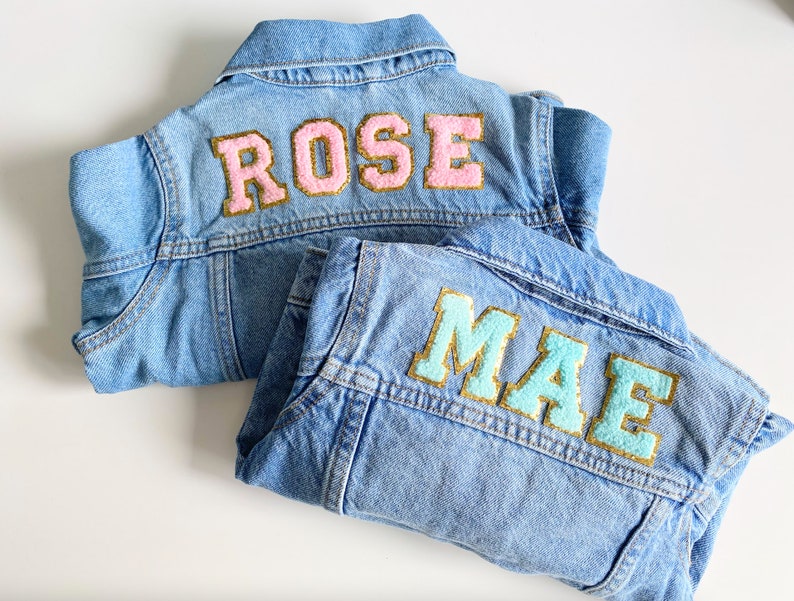 Personalized jean jacket, baby denim jacket, baby name jacket, toddler jean jacket with name, toddler name jacket, girls jean jacket image 4