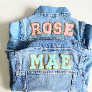 Personalized jean jacket, baby denim jacket, baby name jacket, toddler jean jacket with name, toddler name jacket, girls jean jacket image 3