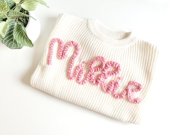 Custom name baby sweater, toddler sweater, embroidered name sweater, custom name shirt, first birthday outfit, custom name sweater