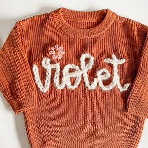 Custom embroidered baby sweater, toddler sweater, embroidered name sweater, baby name sweater, floral sweater, custom name gift, baby girl