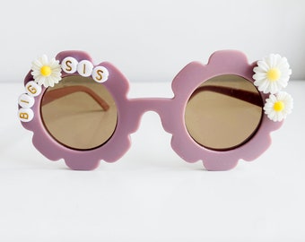 Big sister sunglasses, big sister gift, personalized sunglasses, daisy sunglasses, flower sunglasses, flower glasses, baby announcement