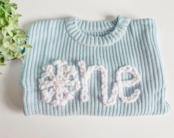 Snowflake sweater, toddler snowflake outfit, baby snowflake outfit, first birthday one sweater, first birthday outfit, snow queen birthday