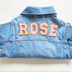 Personalized jean jacket, baby denim jacket, baby name jacket, toddler jean jacket with name, toddler name jacket, girls jean jacket image 2