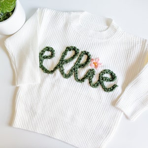 Custom floral embroidered baby sweater, toddler sweater, embroidered name sweater, custom name sweater, flower sweater, baby girl sweater