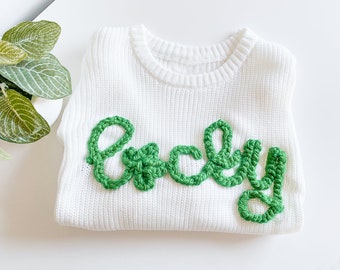 St Patrick's Day sweater, St Patricks day toddler, St Patricks day shirt, embroidered sweater, baby St. Patricks day outfit, shamrock shirt
