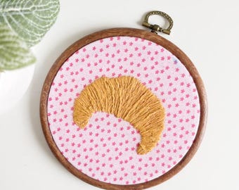 Croissant Embroidery Hoop Art