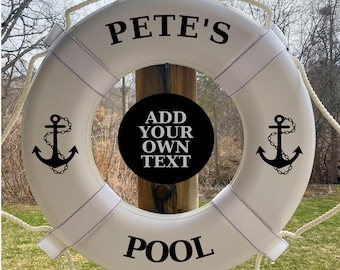 Custom Life Ring - USCG Life Ring  | Custom Pool Decor | Custom Boat Decor | Personalized Life Ring - Boat Gift - Life Ring - USCG Approved