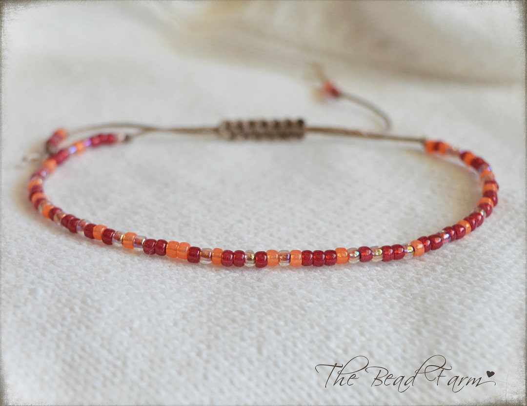 Handmade String Bracelet or Anklet Dainty Yoga Style Seed Bead Bracelet ...