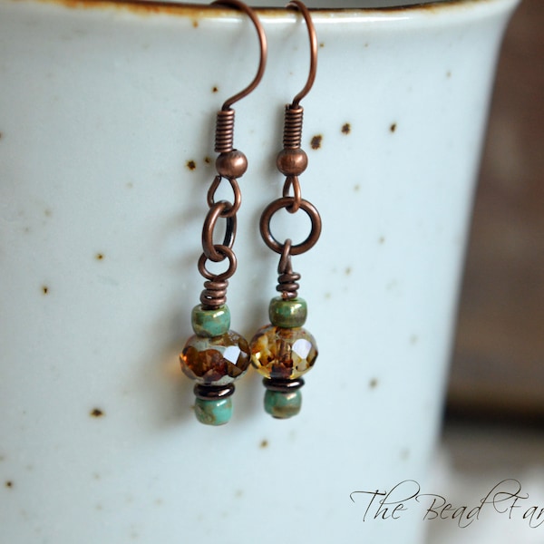 Dangling Handmade Bead Earrings in Earth Tones