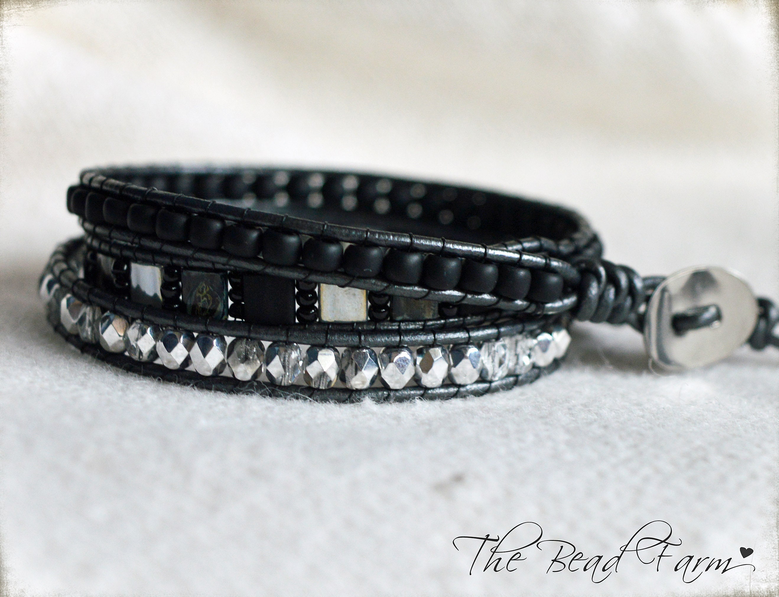 Women's Handmade Combo Bead Leather Wrap Bracelet 3-in-1 | Etsy